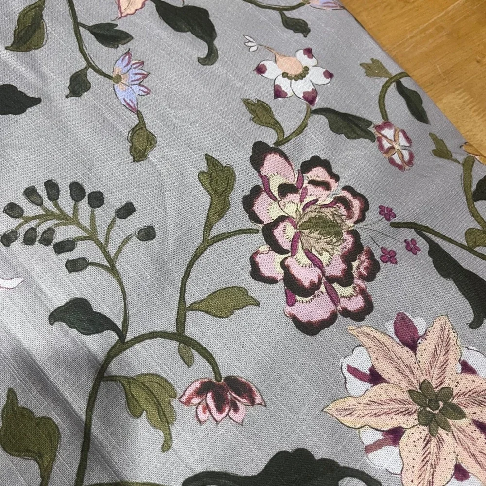 Anthropologie Hattie Floral Curtain (2) Panels Blue Pink 50x96 Lined Botanical